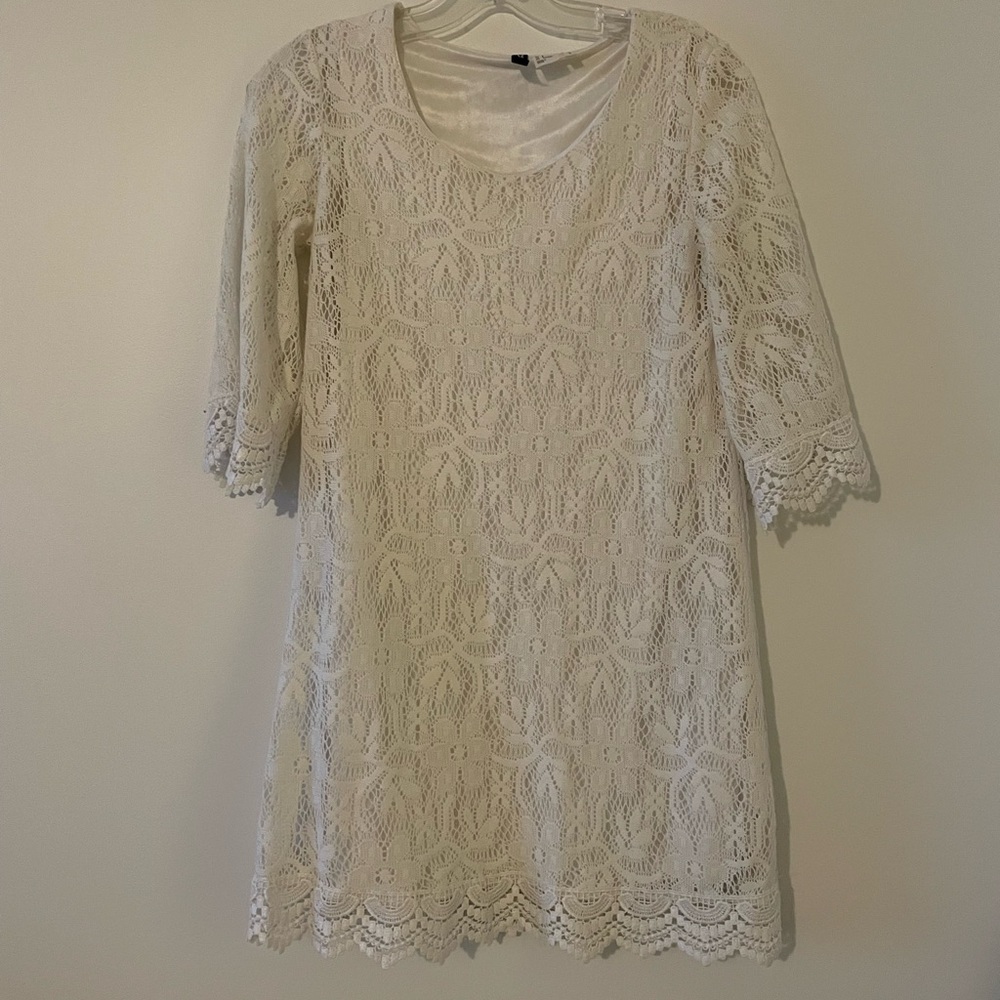 H&M White Lace Mini Dress Size 8
